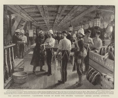 The Ashanti Expedition, Vaccination Parade on Board the Steamer Bathurst before leaving Liverpool by Charles J. Staniland